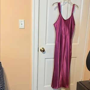 Magenta Satin Slip Dress